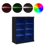 vidaXL Komoda s LED osvetlením čierny dub 41x37x100 cm – Obrázok 4