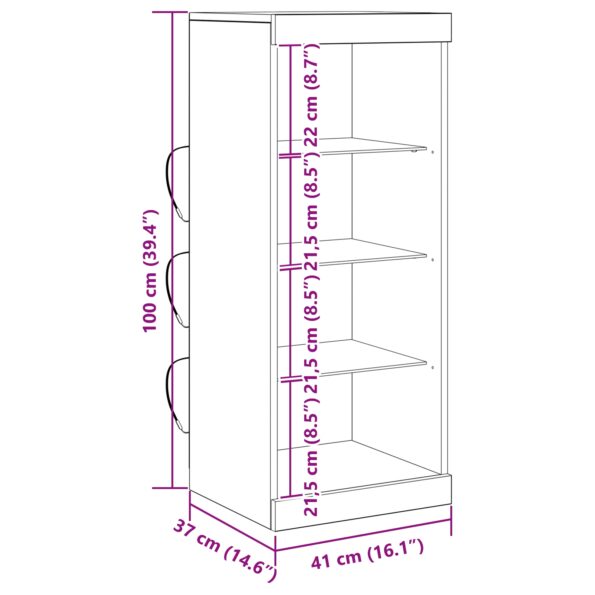 vidaXL Komoda s LED osvetlením, umelý dub, 41x37x100 cm – Obrázok 11