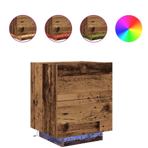 863058_4.jpg vidaXL Nočné stolíky s LED svetlami 2 ks Staré drevo 45x40x55 cm – Obrázok 4