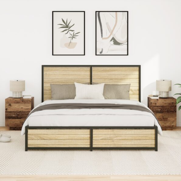 863058_5.jpg vidaXL Nočné stolíky s LED svetlami 2 ks Staré drevo 45x40x55 cm – Obrázok 5
