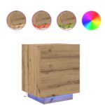 vidaXL Nočný stolík s LED svetlami, Artisan Dub, 45x40x55 cm – Obrázok 4