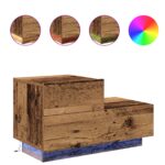vidaXL nočný stolík s LED svetlami staré drevo 100x36x49 cm – Obrázok 4