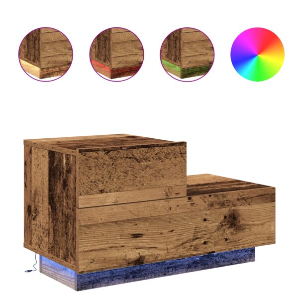 vidaXL nočný stolík s LED svetlami staré drevo 100x36x49 cm – Obrázok 4