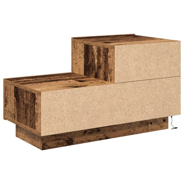 vidaXL nočný stolík s LED svetlami staré drevo 100x36x49 cm – Obrázok 8