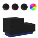 vidaXL Nočný stolík s LED osvetlením Čierny Dub 100x36x49 cm – Obrázok 4
