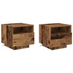vidaXL Nočný stolík 2 pcs Staré drevo 40 x 39 x 37 cm Kompozitné drevo – Obrázok 2