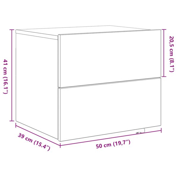 vidaXL Nočný stolík s LED nástenným osvetlením Čierny dub 50x39x41 cm – Obrázok 13