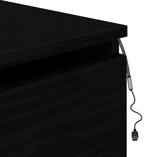 vidaXL Nočné stolíky s LED svetlami 2 ks Nástenné čierne dubové – Obrázok 13