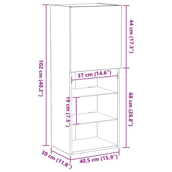 vidaXL TV stolík s LED svetlami staré drevo 40,5x30x102 cm – Obrázok 13