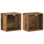 vidaXL Floating Shelf with LED Light 2 pcs Hnedá 40 x 28,5 x 40 cm – Obrázok 2
