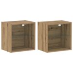 vidaXL Plávajúca polica 2 ks Umelecký dub 40x28,5x40 cm Kompozitné drevo – Obrázok 2