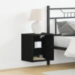 vidaXL Floating Shelf with LED Light 2 pcs Čierna 40 x 28,5 x 40 cm