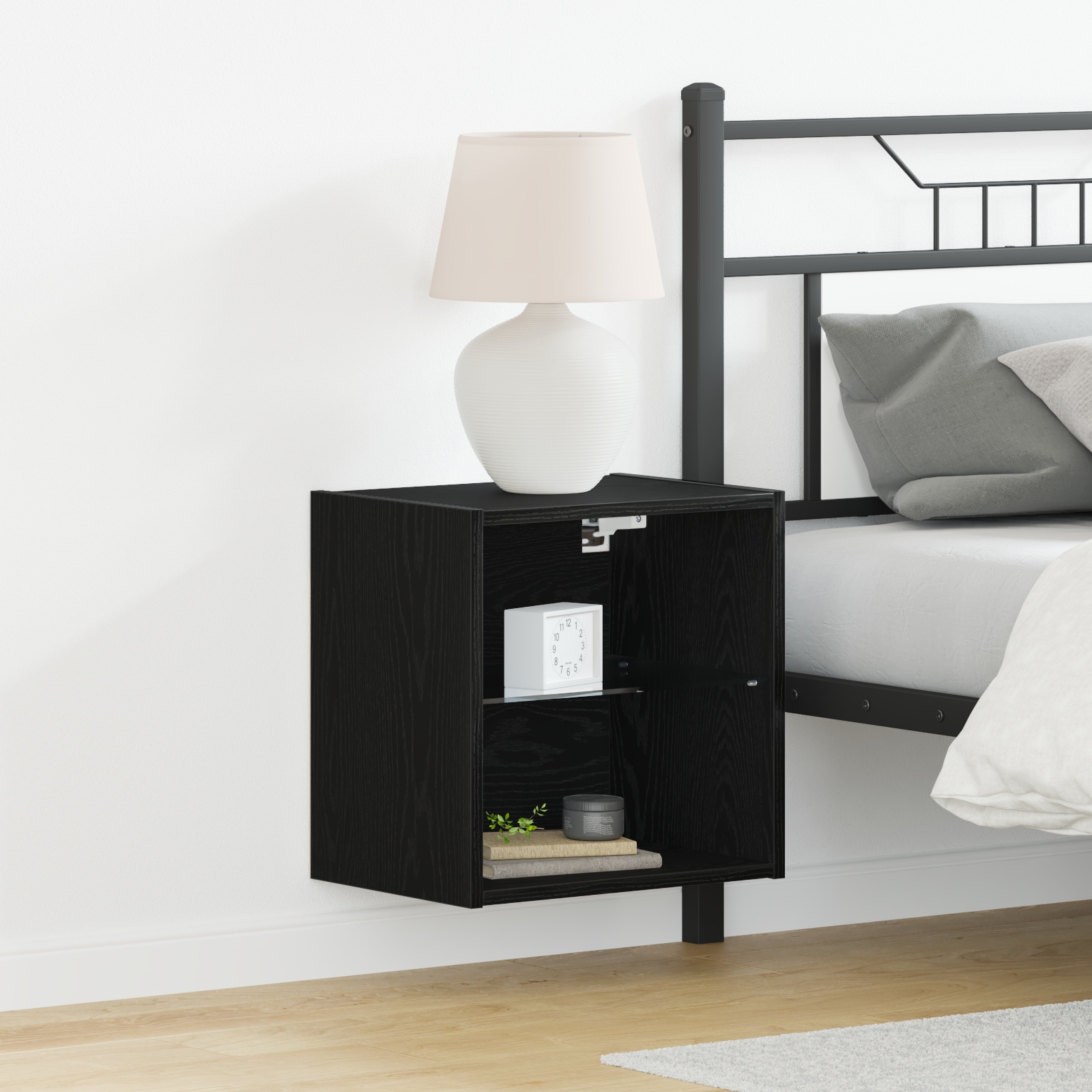 863095_1.jpg vidaXL Floating Shelf with LED Light 2 pcs Čierna 40 x 28,5 x 40 cm – Obrázok 1