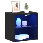 vidaXL Floating Shelf with LED Light 2 pcs Čierna 40 x 28,5 x 40 cm – Obrázok 3
