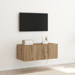 vidaXL TV stena skriňa s LED svetlami Artisan Oak 80x35x31 cm