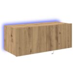 vidaXL TV stena skriňa s LED svetlami Artisan Oak 80x35x31 cm – Obrázok 2