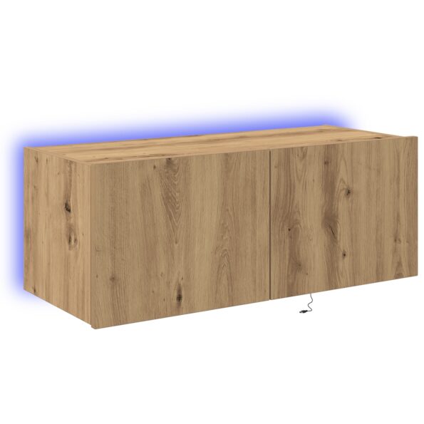 vidaXL TV stena skriňa s LED svetlami Artisan Oak 80x35x31 cm – Obrázok 2