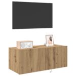 vidaXL TV stena skriňa s LED svetlami Artisan Oak 80x35x31 cm – Obrázok 3