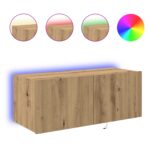 vidaXL TV stena skriňa s LED svetlami Artisan Oak 80x35x31 cm – Obrázok 4