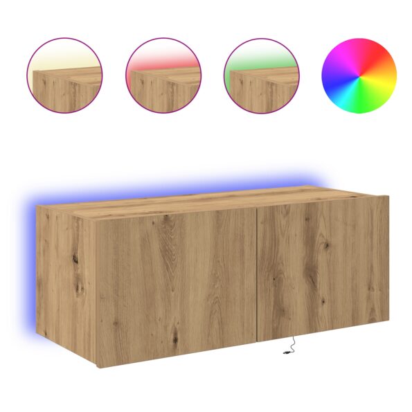 vidaXL TV stena skriňa s LED svetlami Artisan Oak 80x35x31 cm – Obrázok 4
