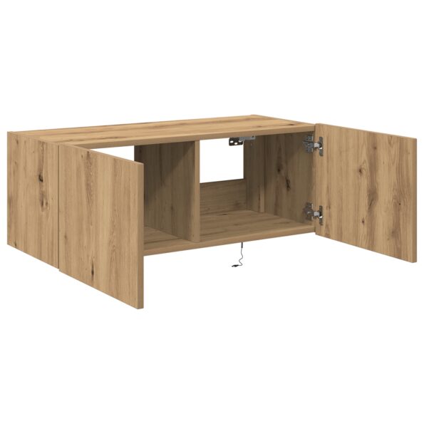vidaXL TV stena skriňa s LED svetlami Artisan Oak 80x35x31 cm – Obrázok 6