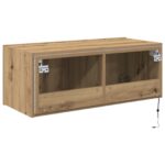 vidaXL TV stena skriňa s LED svetlami Artisan Oak 80x35x31 cm – Obrázok 9
