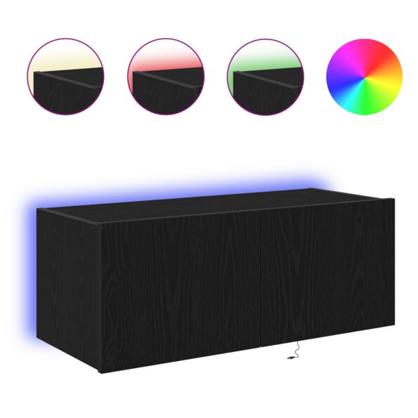 vidaXL TV nástenná skriňa s LED svetlami čierna dub 80x35x31 cm – Obrázok 4