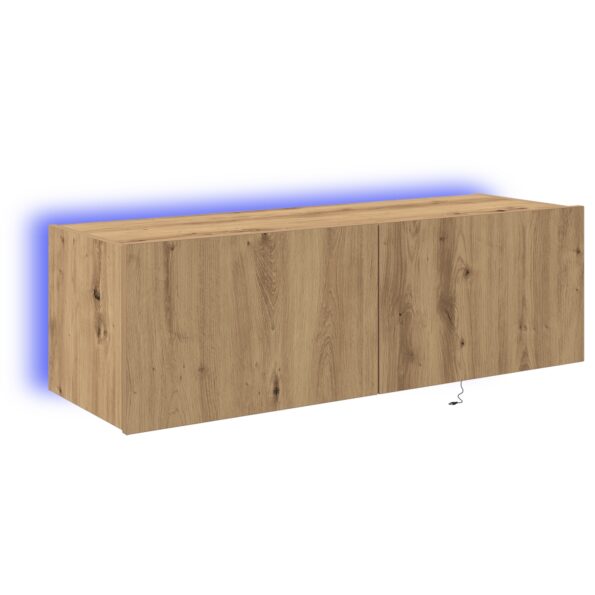 vidaXL TV nástenná skrinka s LED osvetlením Artisan Oak 100x35x31 cm – Obrázok 2