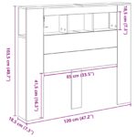 vidaXL LED hlavová doska s poličkou Čierny dub 120 x 18,5 x 103,5 cm – Obrázok 11