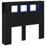 vidaXL LED hlavová doska s poličkou Čierny dub 120 x 18,5 x 103,5 cm – Obrázok 2