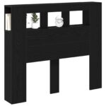 vidaXL LED hlavová doska s poličkou Čierny dub 120 x 18,5 x 103,5 cm – Obrázok 3