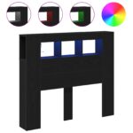 vidaXL LED hlavová doska s poličkou Čierny dub 120 x 18,5 x 103,5 cm – Obrázok 4