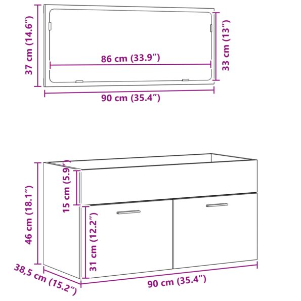 vidaXL 2-dielna kúpeľňová nábytková súprava čierny dub z umelého dreva – Obrázok 11