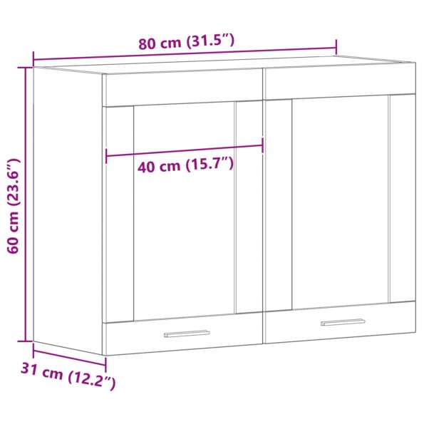 vidaXL Čierny dubový visiaci sklenený kabinet 80x31x60 cm vyrobený z kompozitného dreva – Obrázok 11