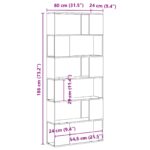 vidaXL Knižnica Čierna Dub 80x24x186 cm Zložené drevo – Obrázok 9