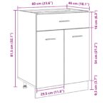 vidaXL Čierny dubový spodný kabinet s zásuvkami - 60x46x81.5 cm vyrobený z inžinierskeho dreva – Obrázok 12