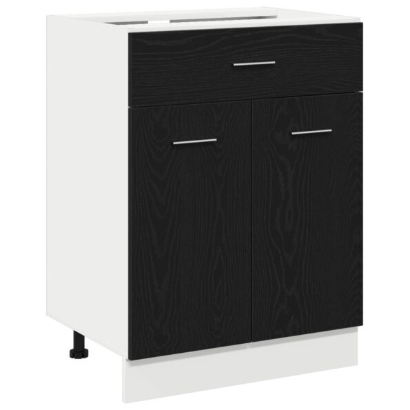 vidaXL Čierny dubový spodný kabinet s zásuvkami - 60x46x81.5 cm vyrobený z inžinierskeho dreva – Obrázok 2