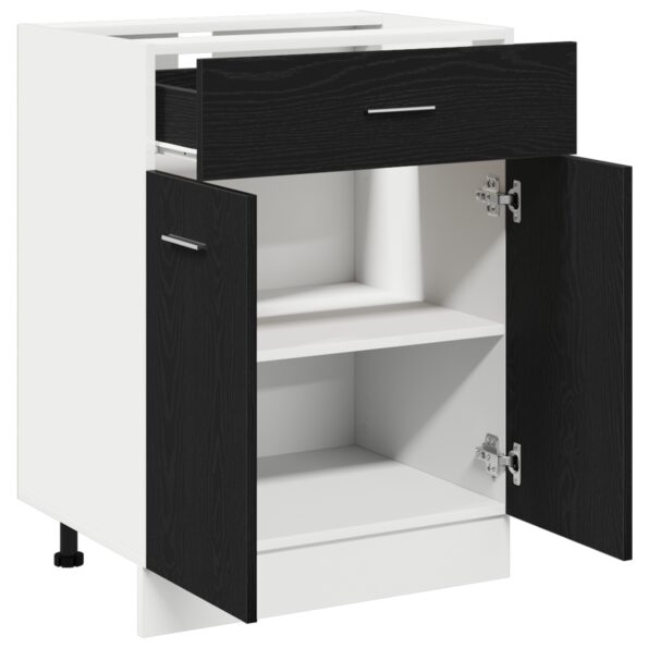 vidaXL Čierny dubový spodný kabinet s zásuvkami - 60x46x81.5 cm vyrobený z inžinierskeho dreva – Obrázok 5