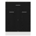 vidaXL Čierny dubový spodný kabinet s zásuvkami - 60x46x81.5 cm vyrobený z inžinierskeho dreva – Obrázok 7