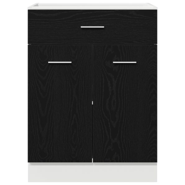 vidaXL Čierny dubový spodný kabinet s zásuvkami - 60x46x81.5 cm vyrobený z inžinierskeho dreva – Obrázok 7