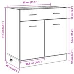 vidaXL Skrinka s zásuvkou v čiernej dubovej farbe, 80x46x81.5 cm, vyrobená z kompozitného dreva – Obrázok 12