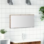 vidaXL Zrkadlová skriňa do kúpeľne s LED svetlom, staré drevo 80x37 cm