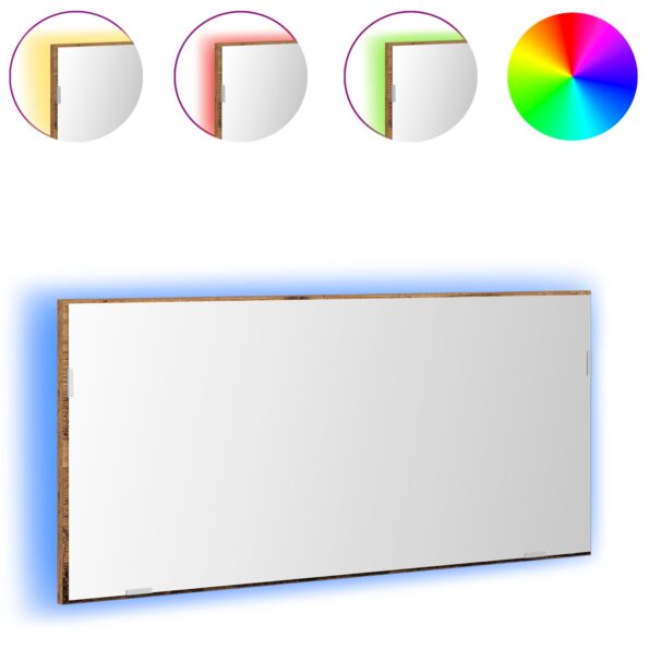 vidaXL Zrkadlová skriňa do kúpeľne s LED svetlom, staré drevo 80x37 cm – Obrázok 3