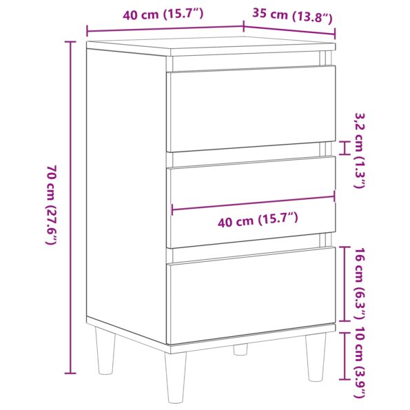 vidaXL Nočný stolík staré drevo 40x35x70 cm inžinierske drevo – Obrázok 11