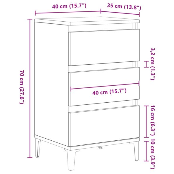 vidaXL Nočný stolík Staré drevo 40x35x70 cm inžinierske drevo – Obrázok 11
