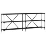 vidaXL Konferenčný stolík Čierna Dub 200x30x75 cm Drevovláknitá doska a Oceľ – Obrázok 2