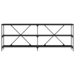 vidaXL Konferenčný stolík Čierna Dub 200x30x75 cm Drevovláknitá doska a Oceľ – Obrázok 5