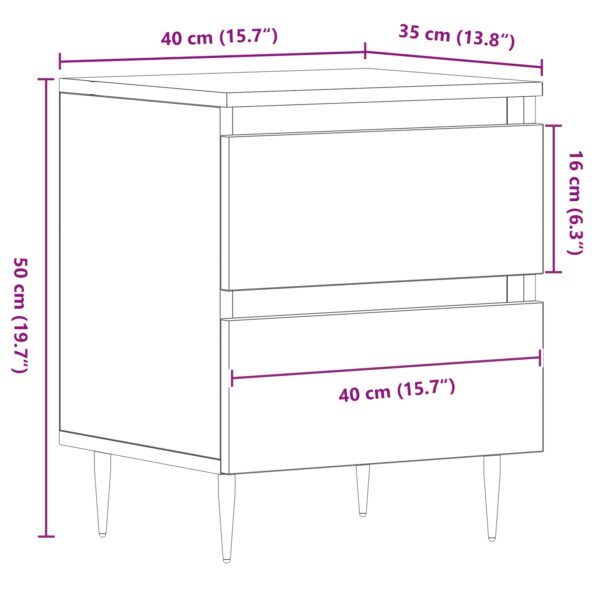 vidaXL Nočný stolík Staré drevo 40x35x50 cm Inžinierske drevo – Obrázok 11