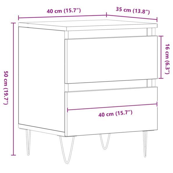 vidaXL Nočný stolík Čierny Dub 40x35x50 cm Zložené drevo – Obrázok 11