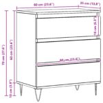vidaXL Servírovacia skriňa so zásuvkou Staré drevo 60 x 35 x 70 cm – Obrázok 11